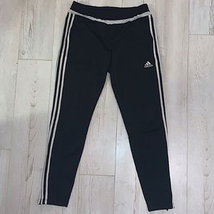 Adidas Climacool Soccer Joggers 3 stripes with shin zipper in black and white